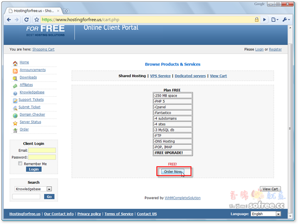 HostingForFree 免費無廣告cPanel空間，提供250MB空間、10GB流量。