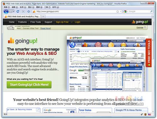Goingup 免費SEO、關鍵字、網站統計分析工具！