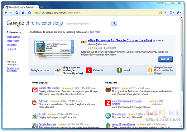 Google Chrome extensions 擴充套件集散地