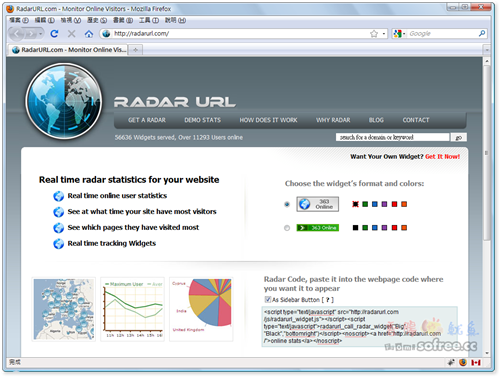 RadarURL 免費線上即時訪客統計貼紙